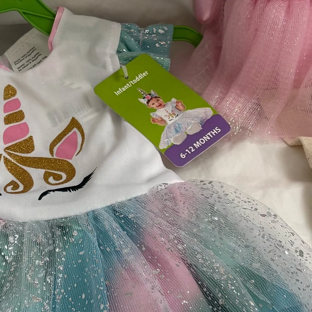 6 - 12 Months Unicorn theme costume - Party Dress w headband New